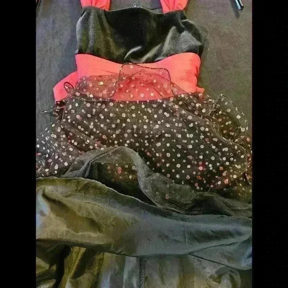 Charming Black and Red Polka Dot Dress for Girls - Picture 2 of 10